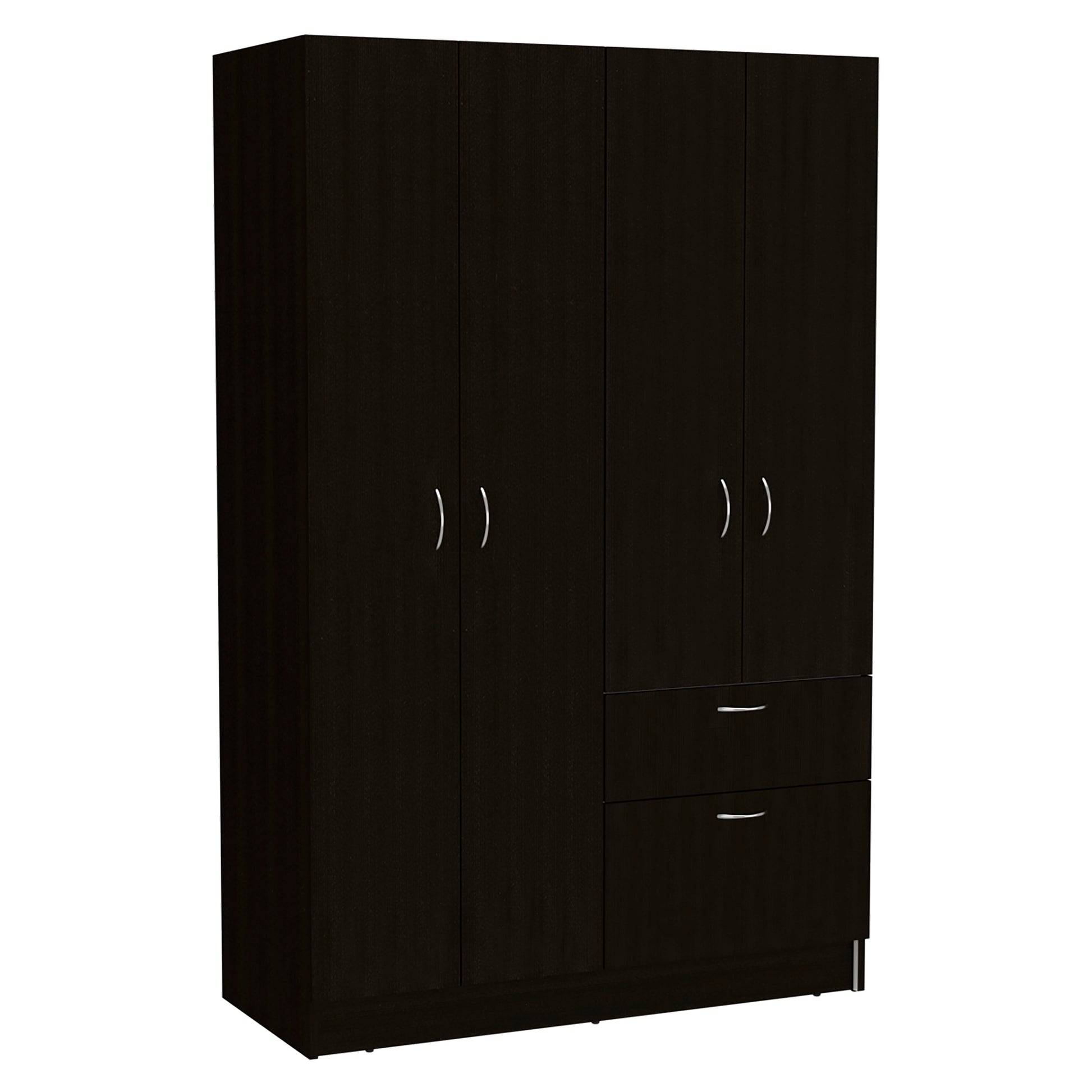 Armoire, Double Door Cabinet, One Drawer, Five Interior Shelves, Rod, Black White Multicolor Solid Wood Mdf Engineered Wood