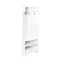 Minimalist Corner Hall Tree With Shoe Bench, Versatile Entryway Coat Rack With 4 Hooks, Corner Cabinet With Adjustable Shelf For Hallway, Living Room, White, 29.5''W*71.6''H White Particle Board