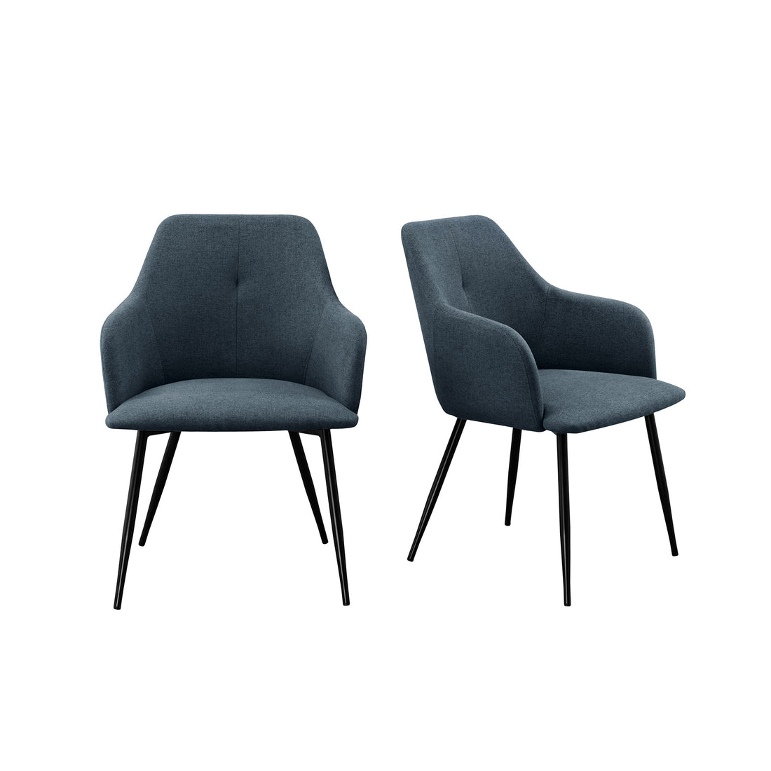 Contemporary Upholstered Woven Fabric Dining Chairs Indigo Blue Blue Polyester Polyester