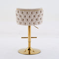 Swivel Barstools Adjusatble Seat Height With Gold Plating Base, Classic Velvet Upholstered Bar Stools With The Whole Back Tufted, For Home Pub And Kitchen Island,Beige, Set Of 2 Beige American Design Bar Stools Set Of 2 Foam Velvet