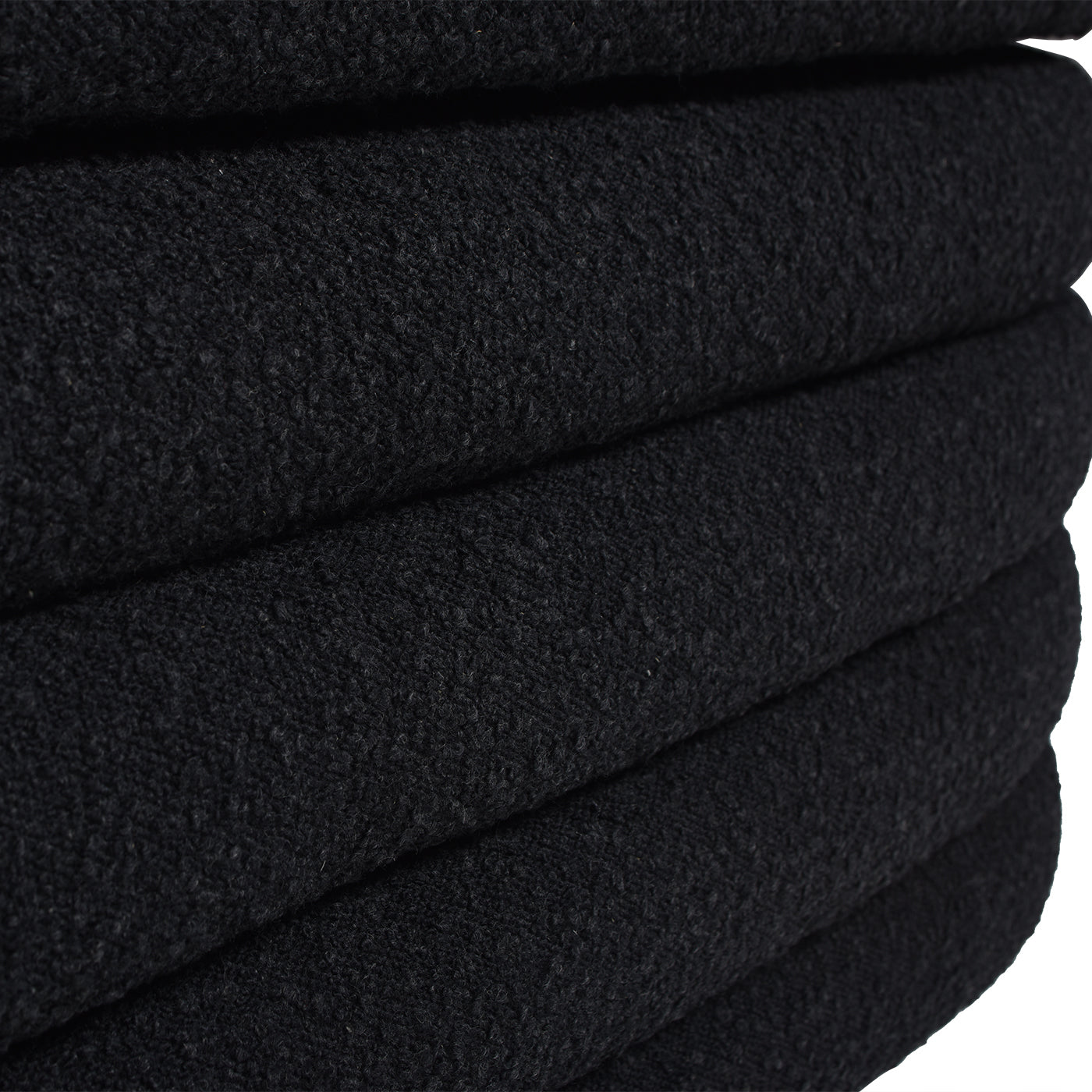 Fuji 49" Upholstered Oval Storage Bench, Ebony Black Boucle Black Foam Boucle