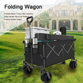 Collapsible Folding Wagon, Push Pull Foldable Beach Wagon Cart Black Steel