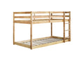 Solid Woodensolid Rubber Wooden Twin Over Twin Loft Bed With Ladder ,Upper And Bottom Bed Platforms Crafted With Strengthened Slats ,Natural Twin Natural Rubber Wood