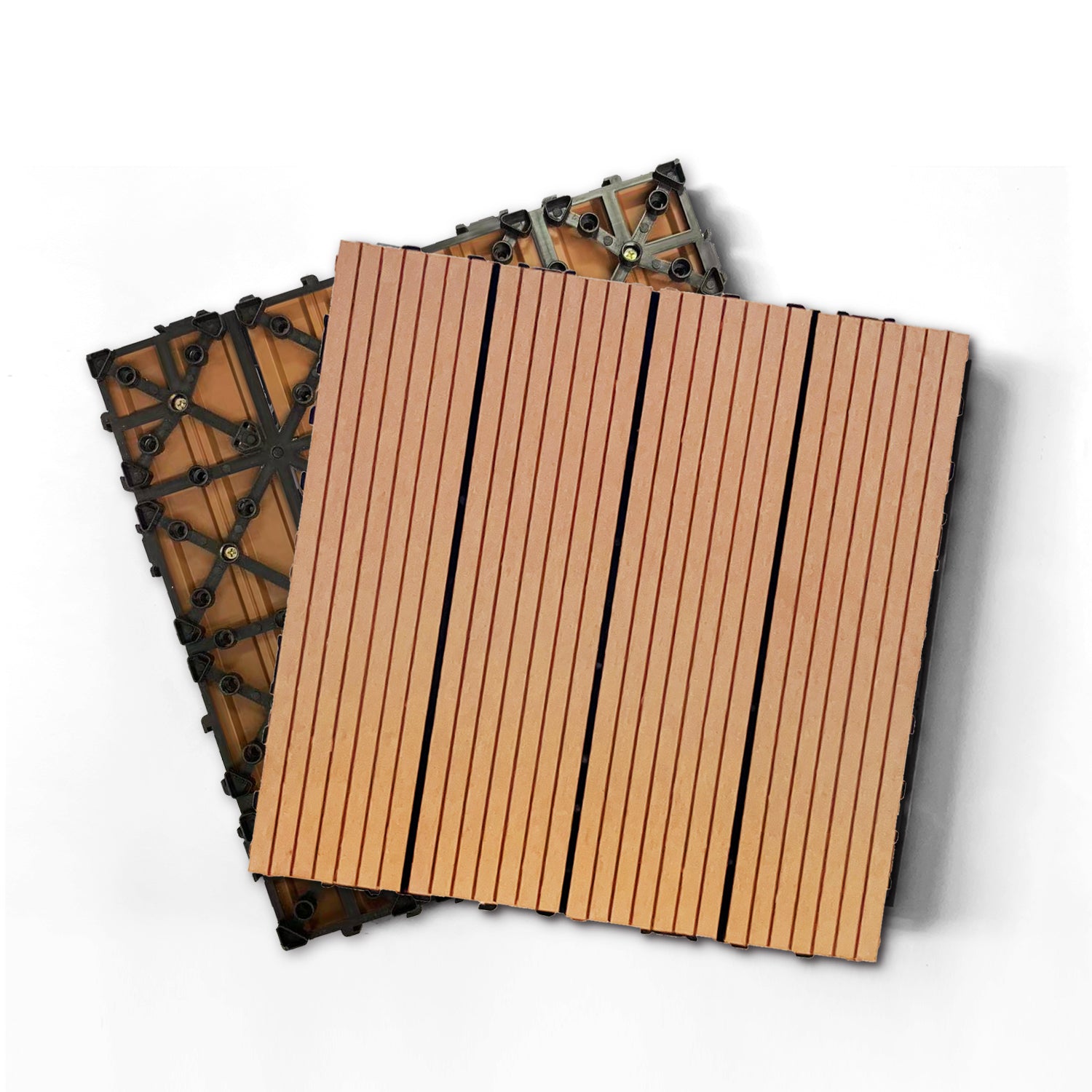 Wood Plastic Composite Deck Tiles Set Of 20Pcs, Composite Decking Resist Rust, Water, Weather, Indoor&Outdoor, Easy To Diy & Maintain, Ideal For Patios, Balconies, Rooftops, Decks, 12X12" Wood Color Wood Modern Plastic Wood Plastic