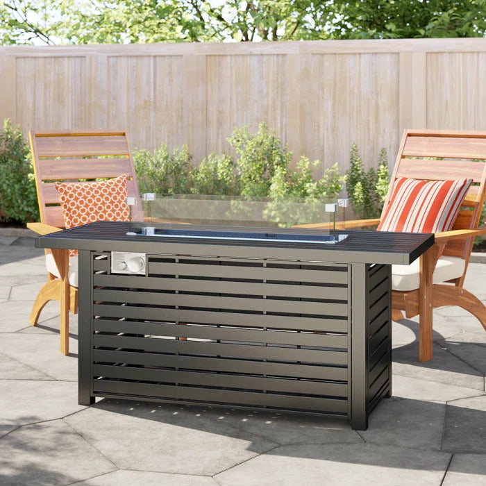 24" H Steel Propane Outdoor Fire Pit Table With Lid Black Steel