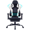 Game Chair, Ergonomiy Designed Computer Chair With Headrest And 2D Armrests, Waist Pillow Electronic Lounge Chair With Vibration Massage Function, Competitive Chair Iron White Cotton Leather