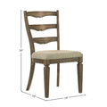 Beige And Weathered Oak Side Chair With Ladder Back Set Of 2 Solid Oak Dining Room Traditional Side Chair Ladder Back Set Of 2 Wood Fabric