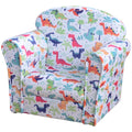 Qaba Kid'S Sofa Chair With Dinosaur Design And Thick Padding, Flannel Covered Toddler Armchair For Bedroom, Playroom Multicolor Wood