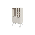 White Bar Cabinet With Glass Rack And Wine Storage White Oak Melamine