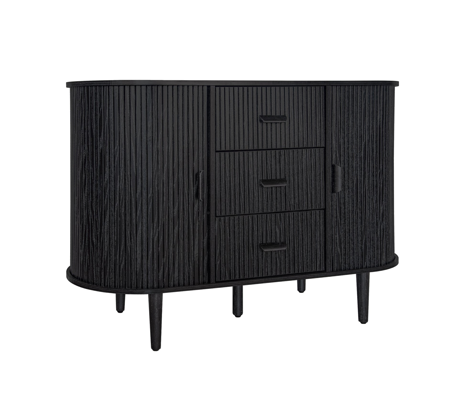 Sideboard Buffet Storage Cabinetaccent Cabinet With Smoothly Sliding Tambour Doorsmodern Kitchen Buffet Cabinet With 3 Drawer And 2 Doors For Living Room Dining Room Black Mdf