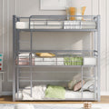 Metal Twin Size Triple Bunk Bed, Silver Old Sku: Sm000230Aan 1 Box Spring Not Required Twin Silver Metal Bedroom Metal