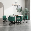 Modern 7 Pieces Dining Table Set, Rectangle Dining Table With 6 Chairs For Dining Room, Kitchen Green Fabric