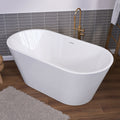 55 Inch Acrylic Freestanding Bathtub Contemporary Soaking White Tub With Overflow And Pop Up Drain Gloss White Gloss White Oval Bathroom Freestanding Tubs Polished Less Than 59 In Contemporary,Modern Soaking Center Fiberglass Acrylic