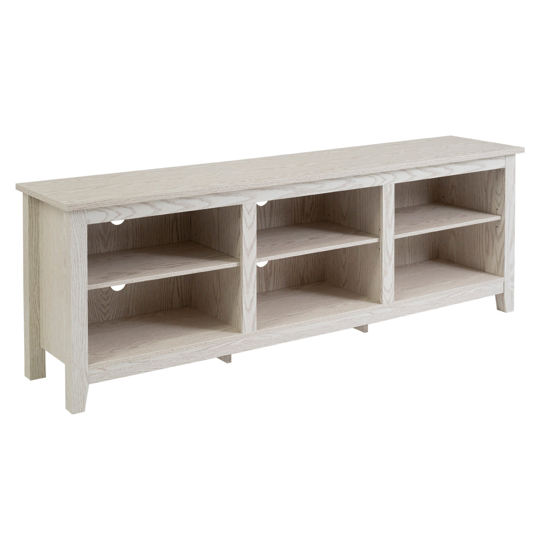 Modern Transitional 3 Shelf Open Storage 70" Tv Stand For 80" Tvs White Wash White Washed Mdf