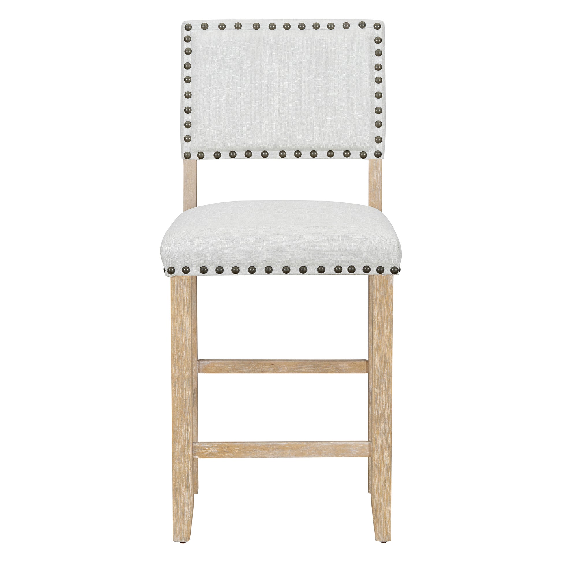 5 Piece Counter Height Dining Set, Classic Elegant Table And 4 Chairs In Natural Wood Wash Natural Wood Wash Solid Wood