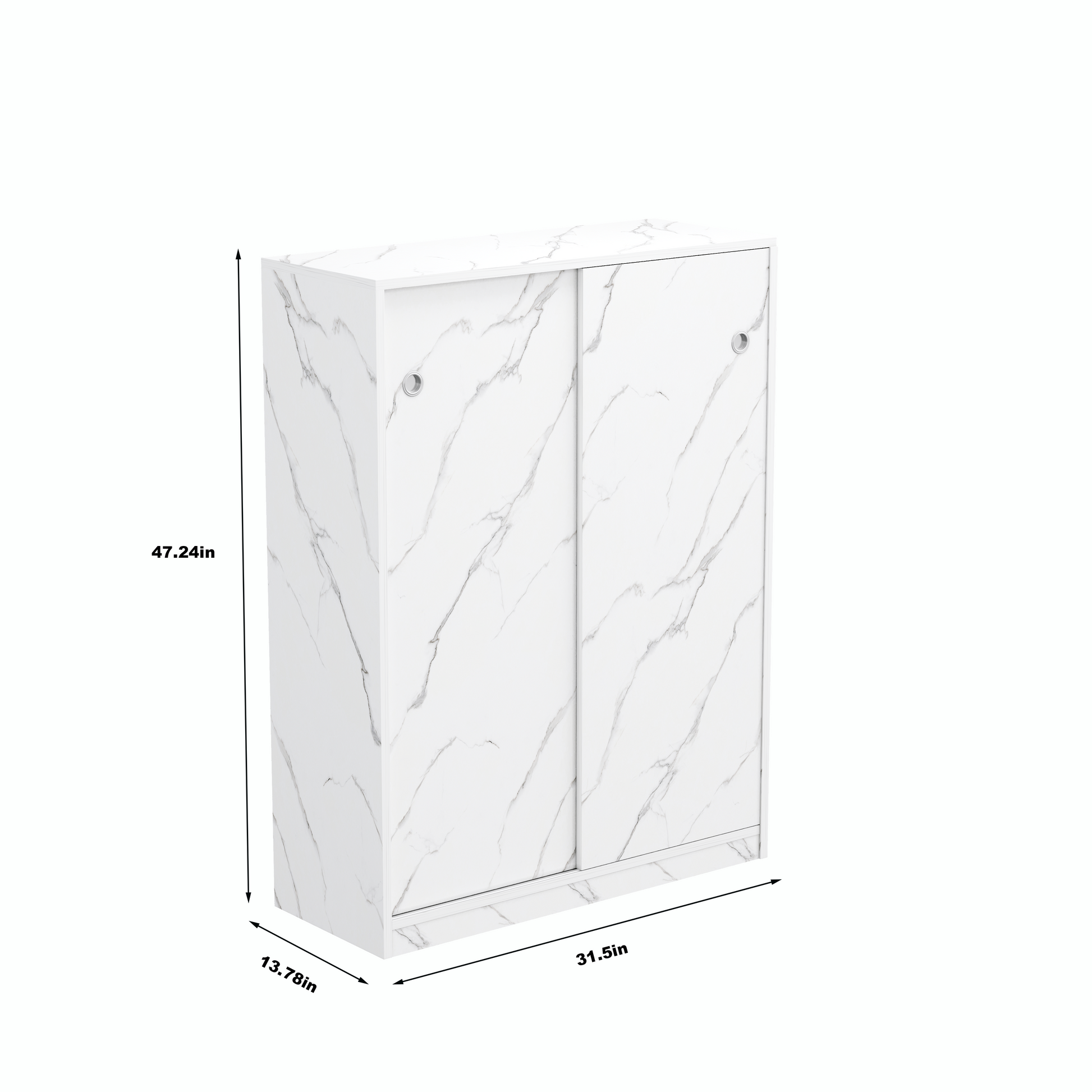 Marble White Shoe Cabient With Sliding Door Have 6 Layers Can Storage At Least30 Pairs Shoes White Particle Board