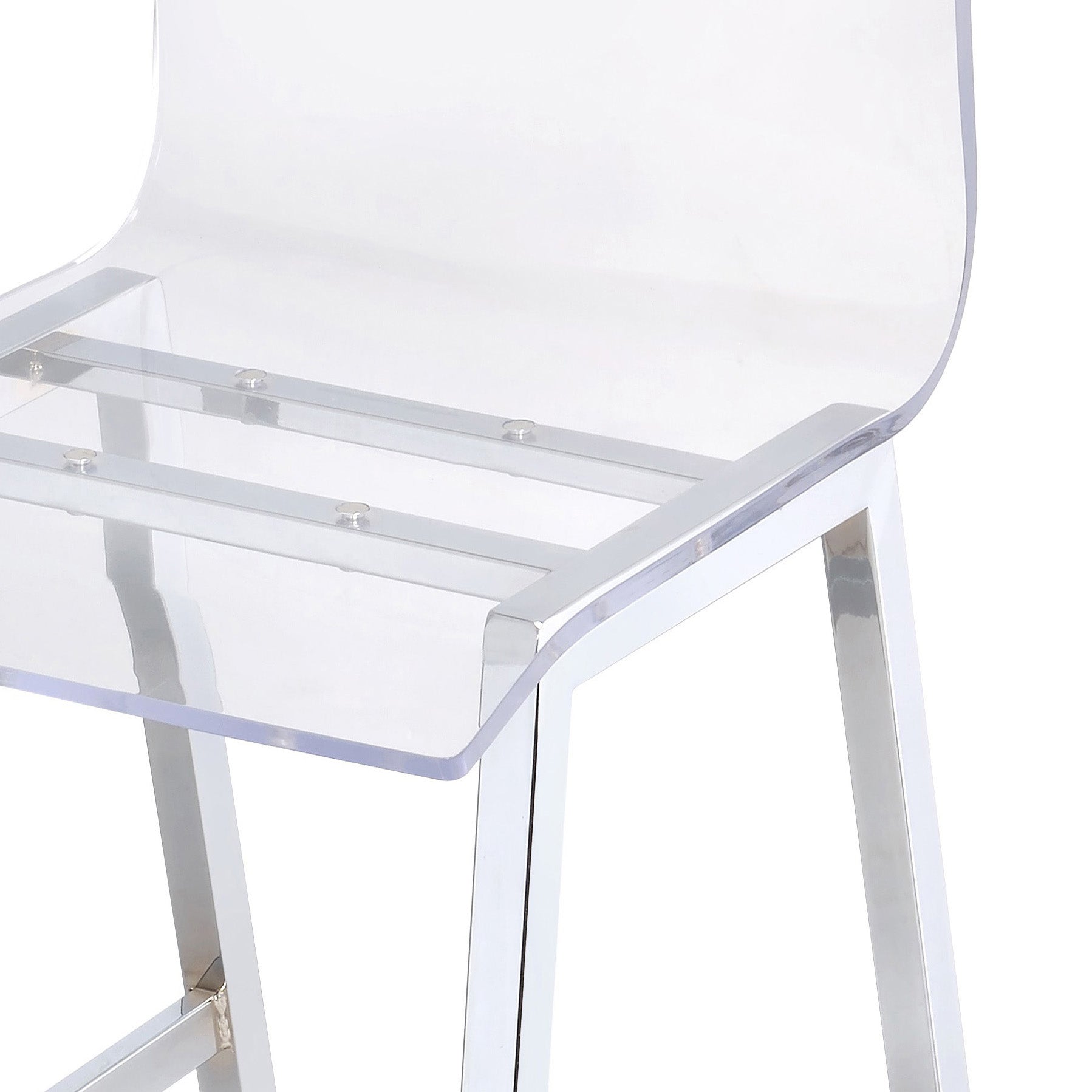 Clear And Chrome Armless Counter Height Chair Set Of 2 Clear Dining Room Contemporary Solid Back Set Of 2 Wood Plastic