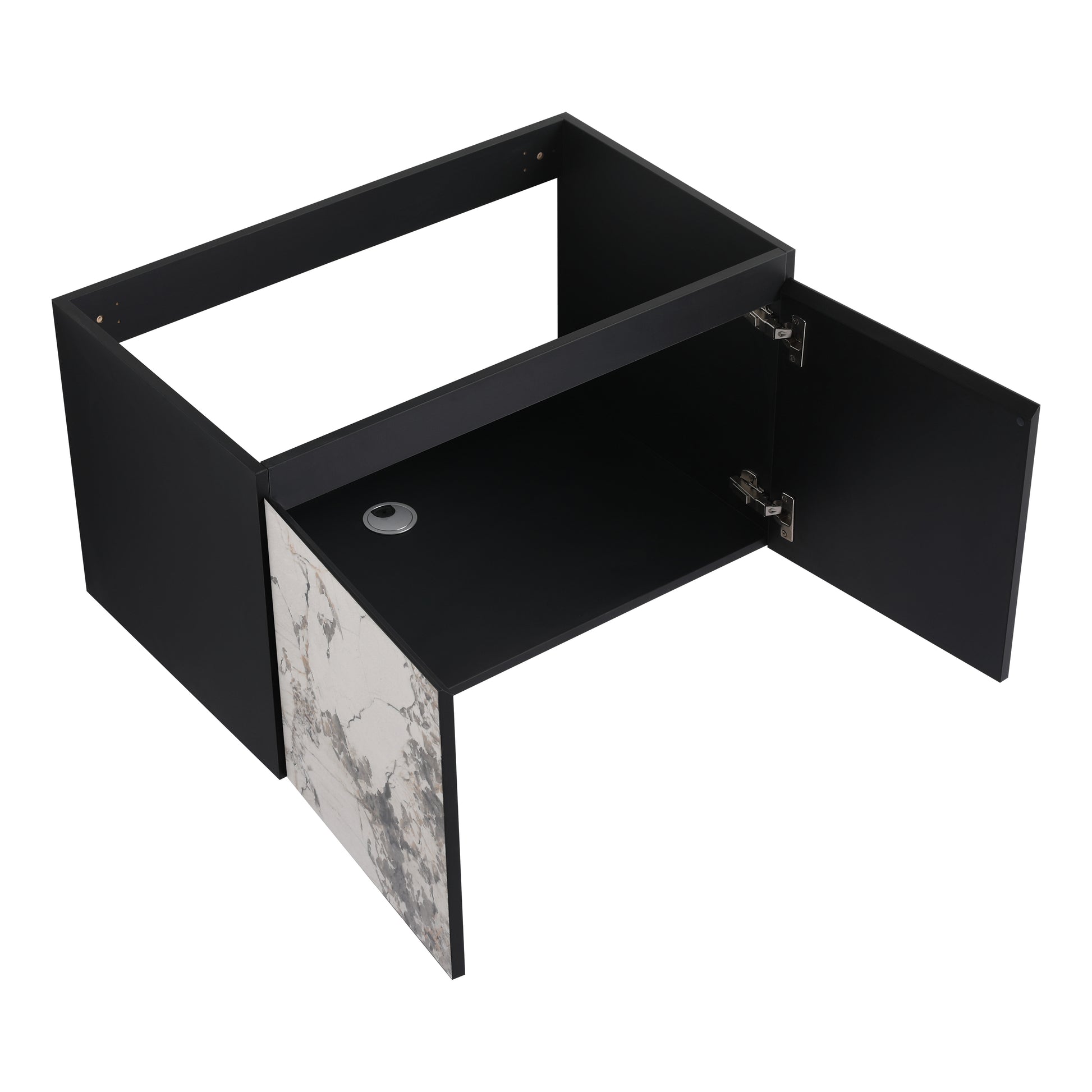 30'' Floating Wall Mounted Bathroom Vanity With Ceramics Sink & Soft Close Cabinet Door, Kd Package Black Bathroom Modern Plywood