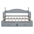 Wooden Twin Size Daybed With Twin Size Trundle, Extendable Daybed With Two Storage Drawers,Gray Expected Arrival Time:9.12 Twin Gray Wood
