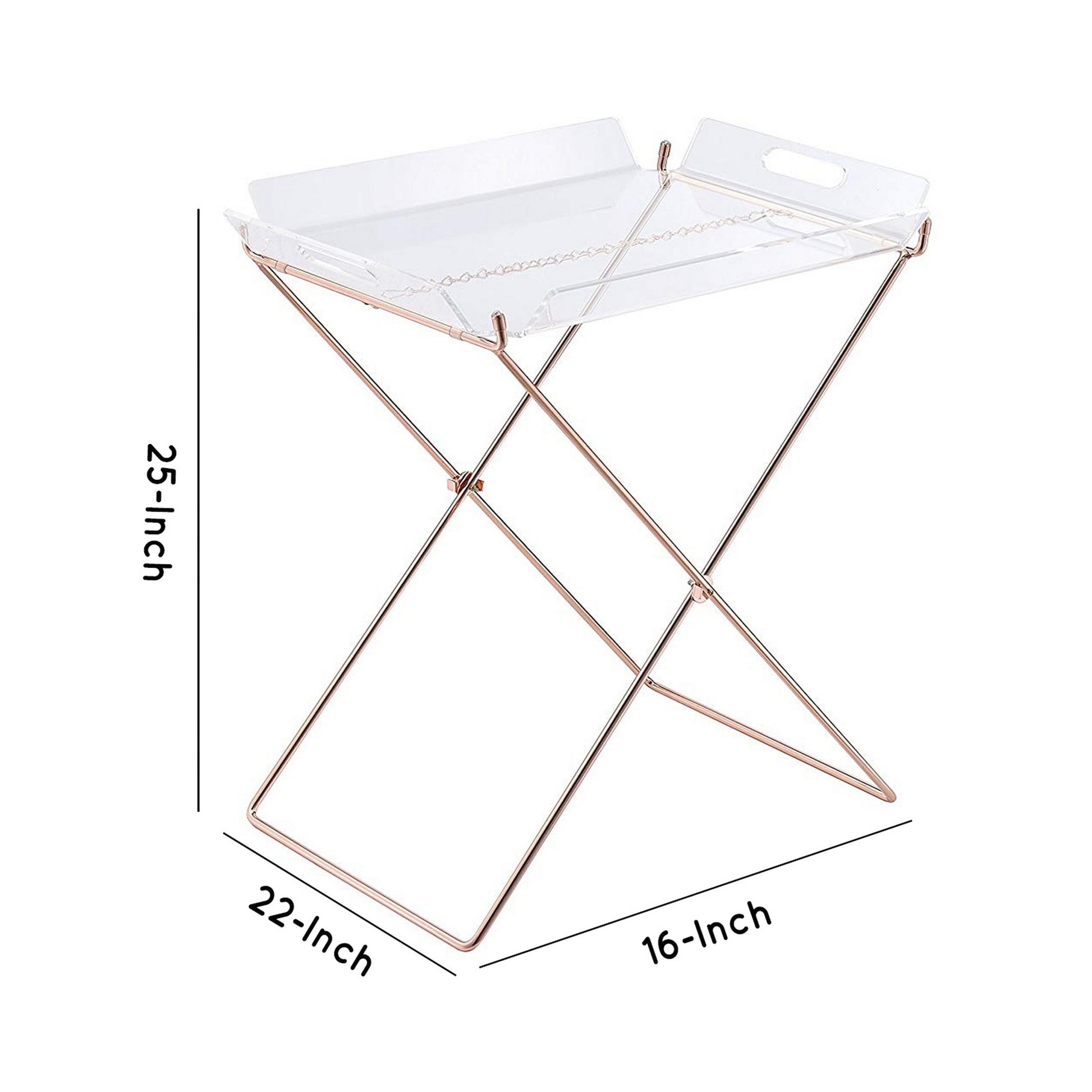 Modish Tray Table, Clear Acrylic & Copper Clear Acrylic