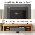 Modern Design Tv Stands For Tvs Up To 80'', Led Light Entertainment Center, Media Console With 6 Storage Cabinets, Tv Cabinet For Living Room, Bedroom, Home Theatre Black,Wood Brown Primary Living Space 70 79 Inches 70 79 Inches Modern 75 Inches Particle