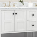 61'' Bathroom Vanity With Marble Top & Double Ceramic Sinks, 4 Doors, 2 Drawers, Open Shelf, White White Mdf