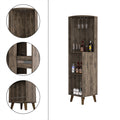 Corner Bar Cabinet, Two External Shelves, One Drawer, Two Interior Shelves, Dark Brown Dark Brown Solid Wood Mdf Engineered Wood