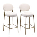 29'' Upholstered Bar Stools Pu Counter Stool With Backrest & Footrest Set Of 2 Round Faux Leather Dining Chairs For Kitchen Creamy White Creamy White Dining Room Foam Dry Clean Round Modern Set Of 2