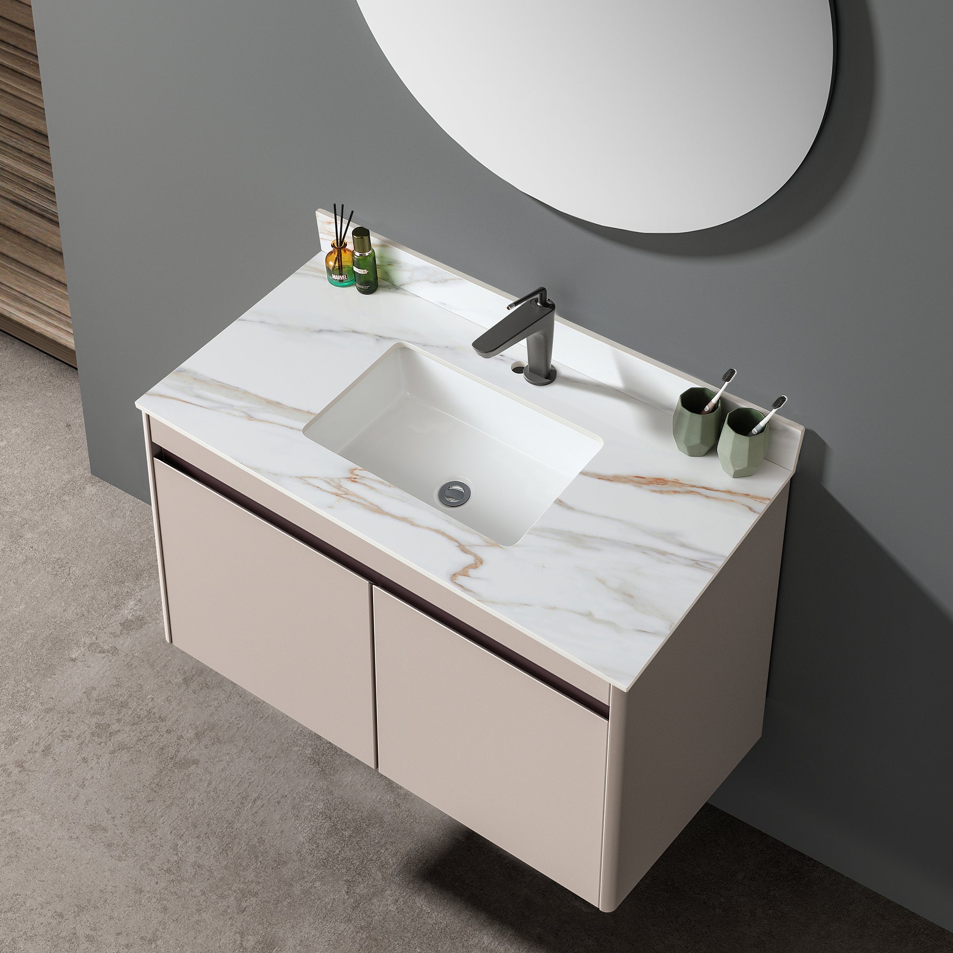 43 Inch Marble Vanity Top, Bathroom Vanity Top With Undermount Rectangular Middle Sink And 4" Height Backsplash, Pre Drilled Faucet Hole Vanity Top, Carrara White With Veins White Marble Bathroom American Design Sintered Stone Sintered Stone