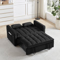 Convertible Sofa Bed, 3 In 1 Multi Functional Velvet Sleeper Couch Pull Out Bed, 48'' Loveseat Chaise Lounge With Adjustable Backrest And Pillows, Hidden Side Table For Living Room, Small Space, Black Black Velvet 2 Seat