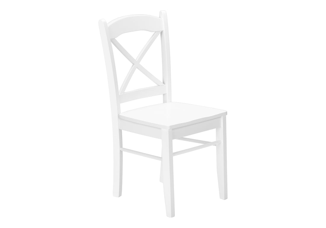 Dining Chair, Set Of 2, Side, Kitchen, Dining Room, White, Wood Legs, Transitional White Solid Wood