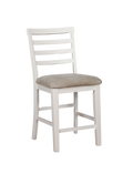 White Color Solid Wood Set Of 2Pcs Counter Height Chairs Dining Room Furniture Ladder Back Light Taupe Padded Fabric Seat Cushions Chairs White White Dining Room Contemporary,Rustic,Transitional Dining Chairs Rubberwood Ladder Back Set Of 2 Solid Wood