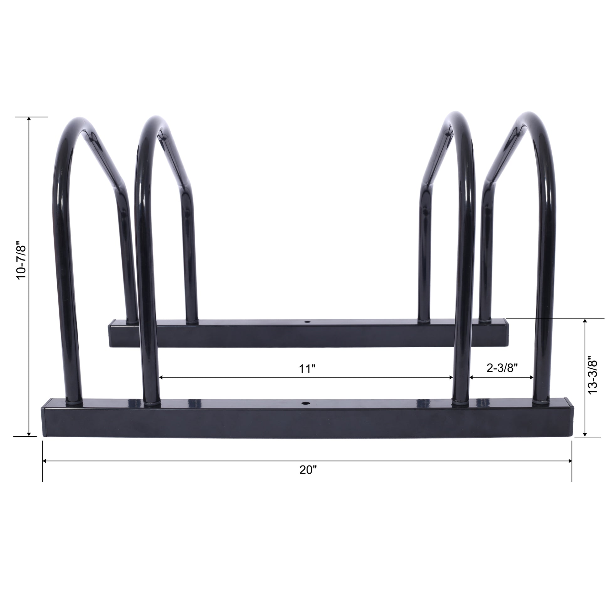 2 Bikes Floor Bike Stand, Bike Parking Rack Garage Bike Storage Stand Indoor Outdoor 22 28" Wheel Stand, Max. Tire Width 2.15",Black Painted Black Steel