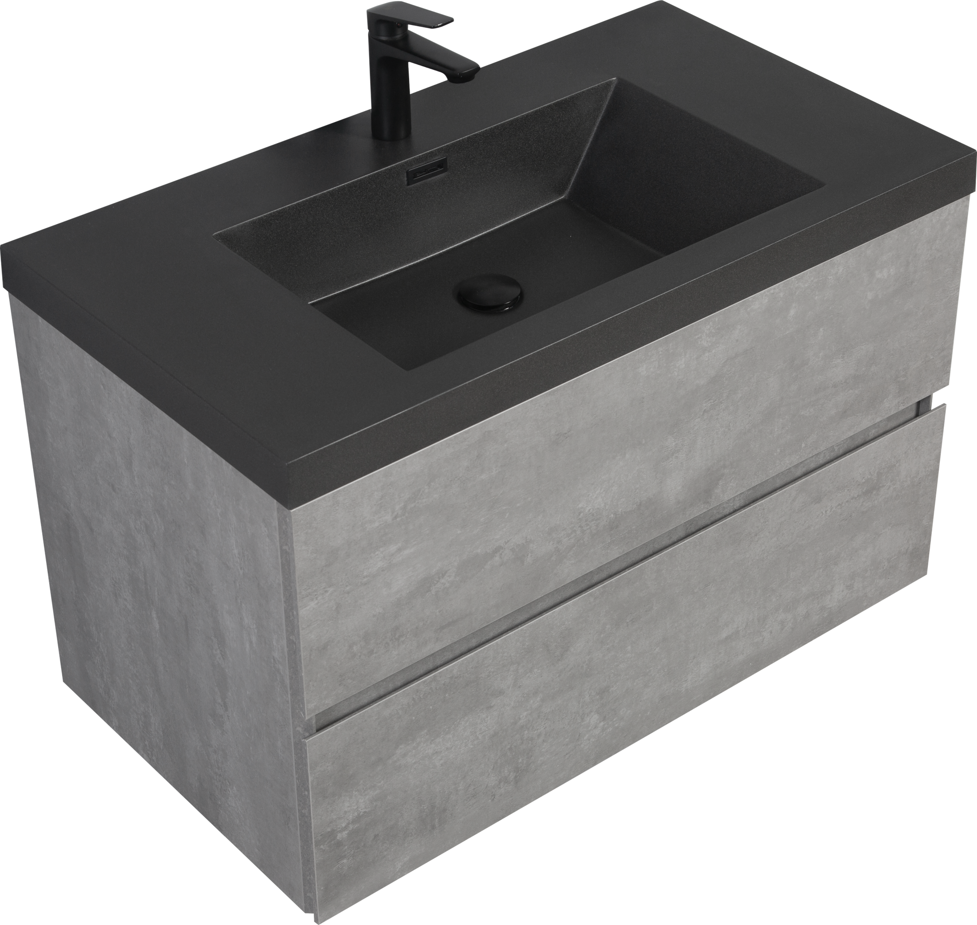 36" Floating Bathroom Vanity with Sink, Modern Wall 2-grey-plywood