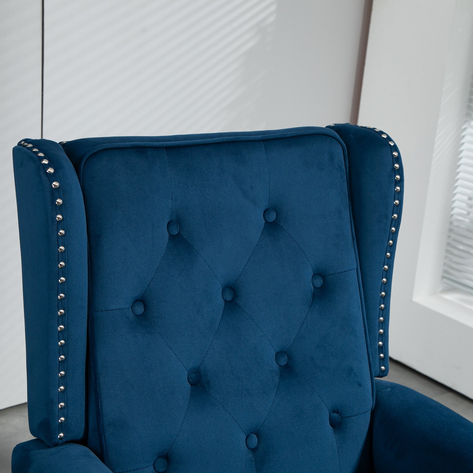 Coolmore Wood Frame Armchair, Modern Accent Chair Lounge Chair With Sturdy Wood Legs For Living Room Bedroom Navy Navy Foam Velvet