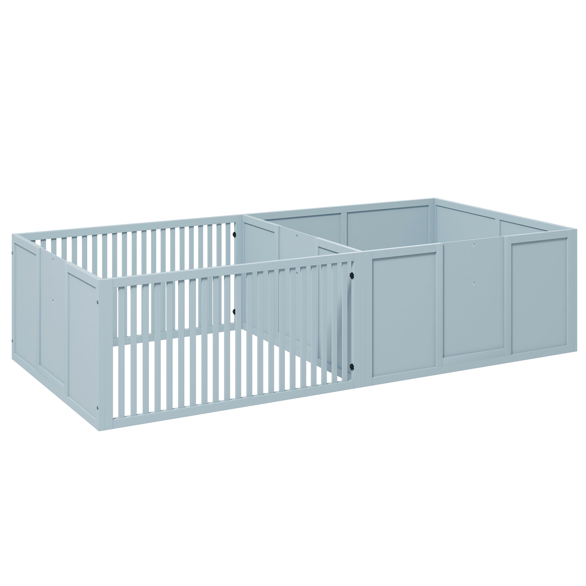 Pawhut Whelping Box For Dogs Built For Mother'S Comfort, Dog Whelping Pen With Removable Doors, Puppy Playpen For Indoors, Newborn Puppy Supplies & Essentials, 81" X 39" X 20", Gray Light Gray Wood