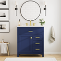 30 Inch Blue Bathroom Vanity With Ceramic Sink And Large Storage Ideal Choice For Small Bathrooms Blue Bathroom Solid Wood Mdf