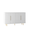 White Modern Buffet Cabinet With Storage, Fluted Sideboard Large Buffet With Adjustable Shelves, Credenza, Accent Cabinet Console Table White Mdf