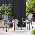 Bistro Chair White Navy Rattan