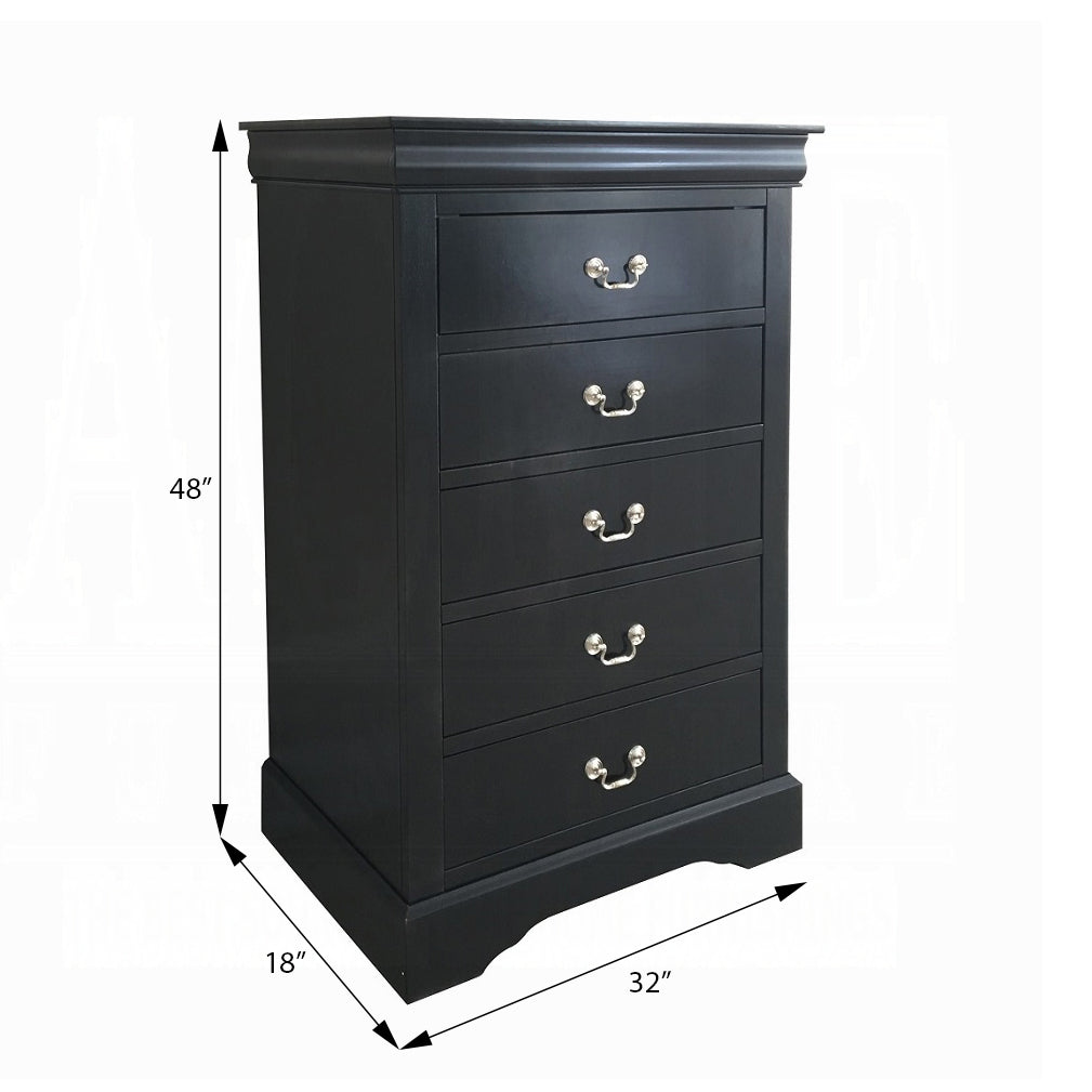 Black 5 Drawer Chest Black Bedroom Particle Board Mdf