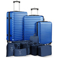 3 Piece Luggage Sets With 7 Pcs Organizer Bags For Kinds Of Travel Blue Abs