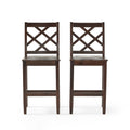 Counter Chair Set Of 2 Mahogany Wood Waterproof Fabric