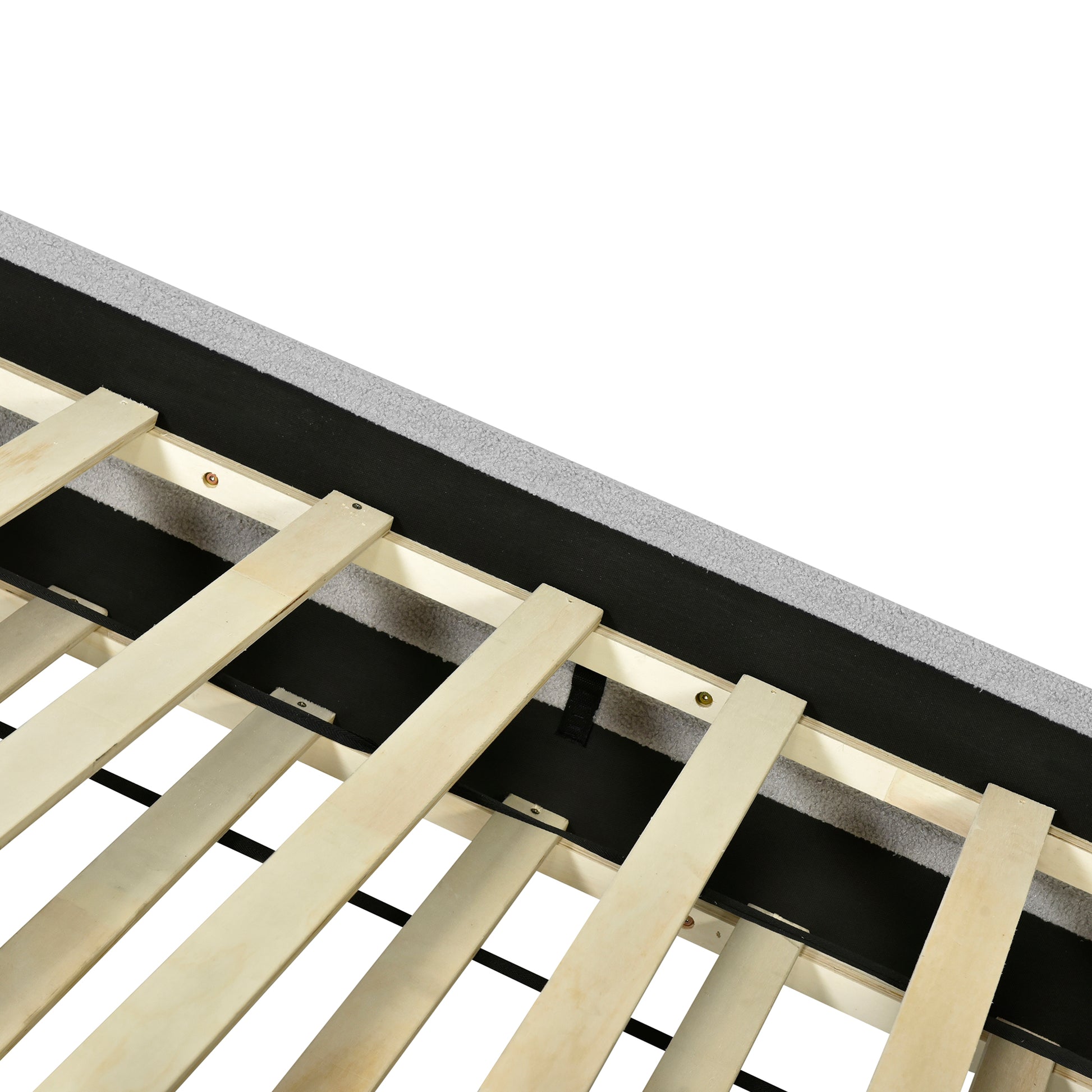 Queen Size Upholstered Platform Bed With Led Frame, With Twin Xl Size Trundle And 2 Drawers, Teddy Fleece, Gray Gray Fleece