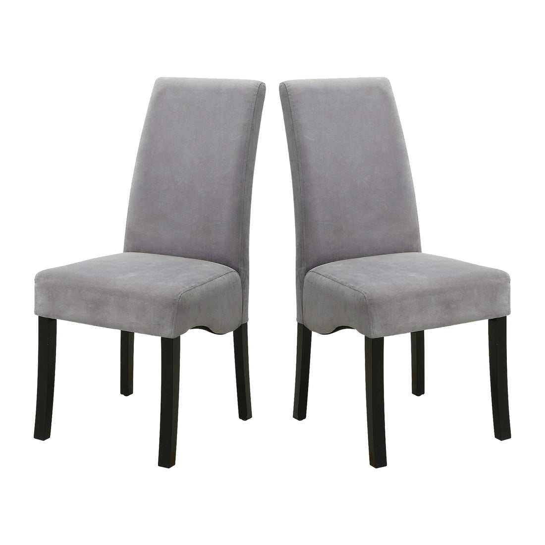 Set Of 2 Velvet Upholstered Dining Side Chairs, Grey And Black Solid Grey Dining Room Rectangular Dining Chairs Set Of 2 Mdf,Velvet