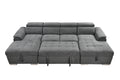 U Shaped Sleeper Sofa, 121 Inch Overisze 2 In 1 Pull Out Bed, Sectional Sleeper Sofa With Double Storage Chaise For Living Room Furniture, Dark Grey Light Brown Wood Primary Living Space Medium Duty Eucalyptus 6 Seat Dark Gray Polyester Soft Pillow Back