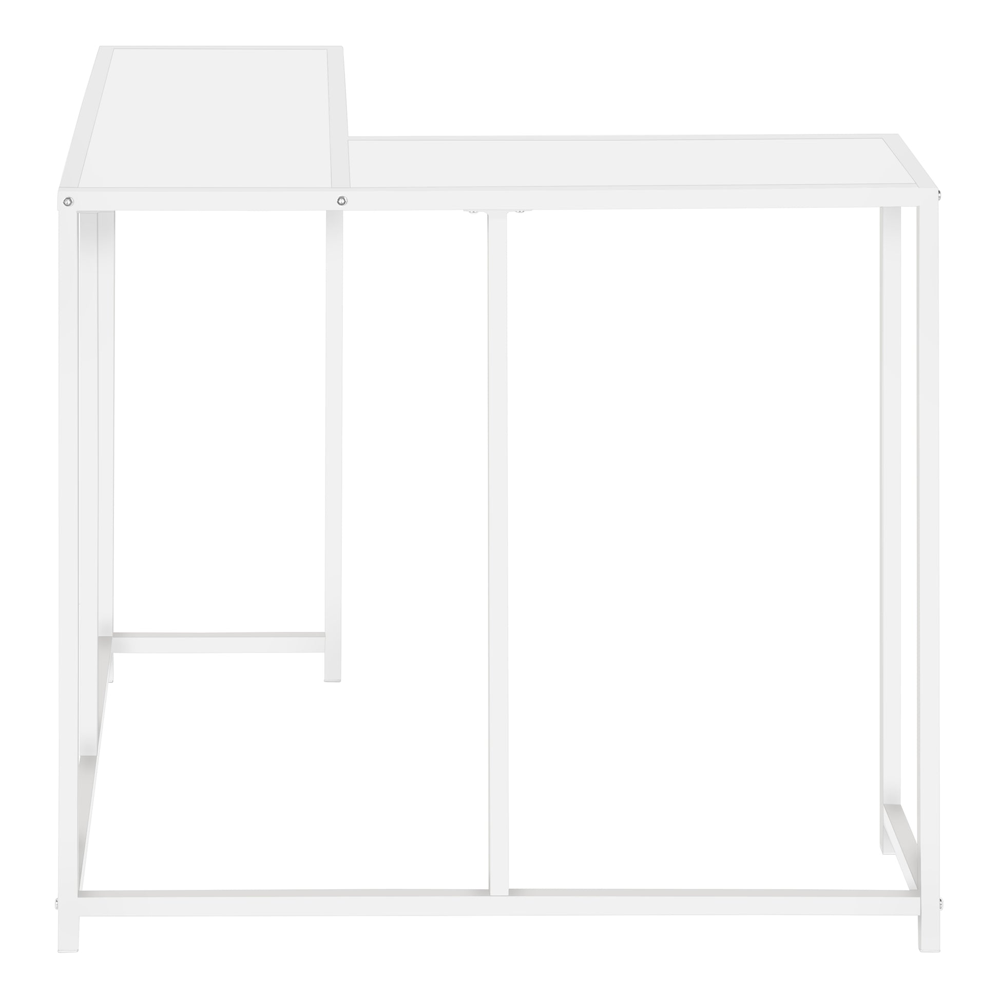 Accent Table, Console, Entryway, Narrow, Corner, Living Room, Bedroom, White Laminate, White Metal, Contemporary, Modern White Particle Board