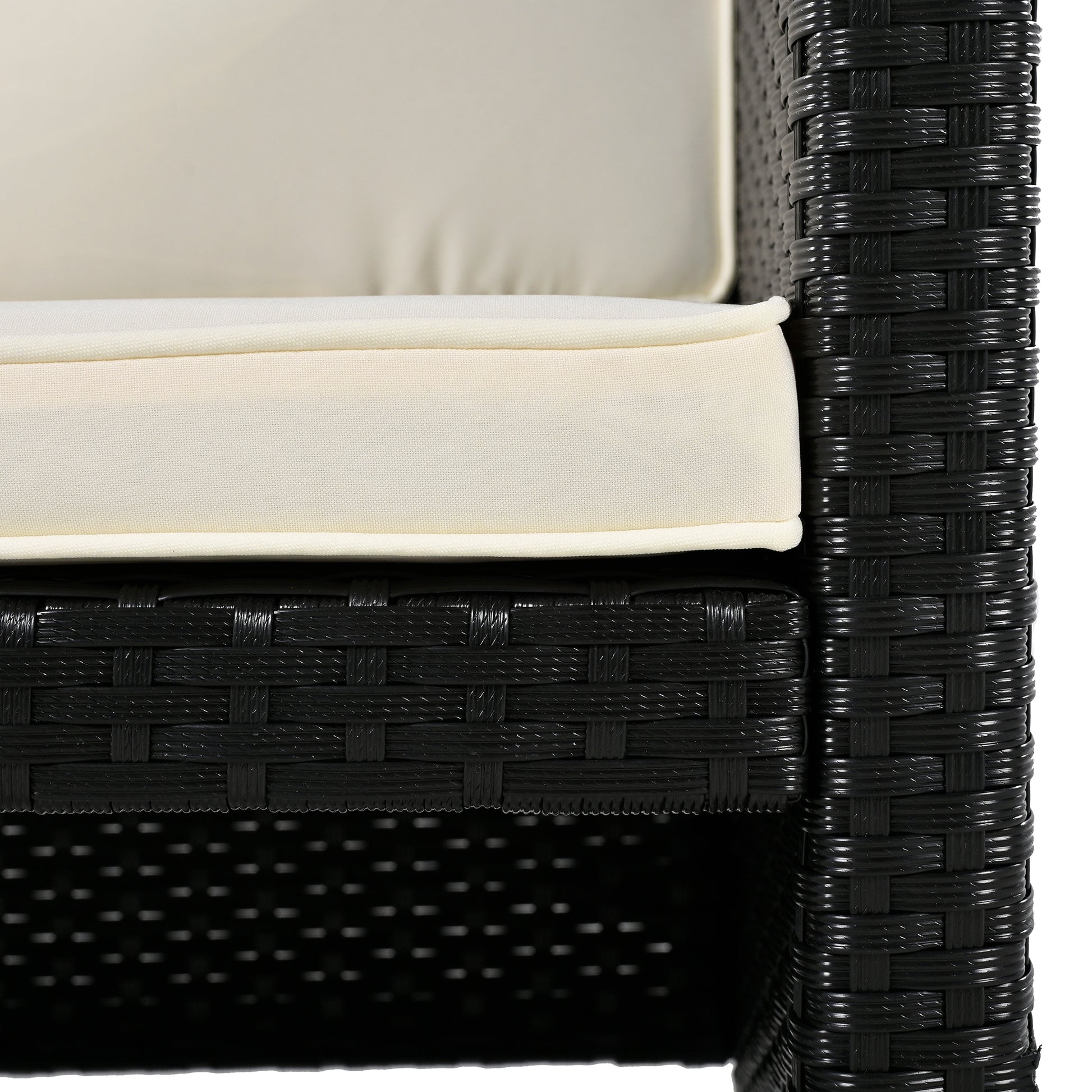 Spa Surround Spa Frame Quadrilateral Outdoor Rattan Sectional Sofa Set With Mini Sofa,Wooden Seats And Storage Spaces, Beige Yes Beige Water Resistant Frame Water Resistant Cushion Garden & Outdoor Sectional Seating Groups Foam Rattan Waterproof Fabric