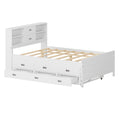 Full Size Captain Bed With Storage Bookcase Headboard,Captain Bed With Trundle And Three Storage Drawers For Kids Teens Dorm Bedroom Multipurpose Guest Room Or Home, White Box Spring Not Required Full White Wood Solid Wood Mdf