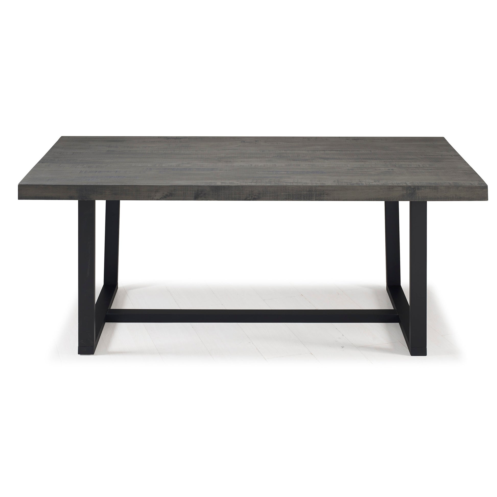 Modern Distressed Solid Wood And Metal Open Frame Dining Table Grey Gray Pine