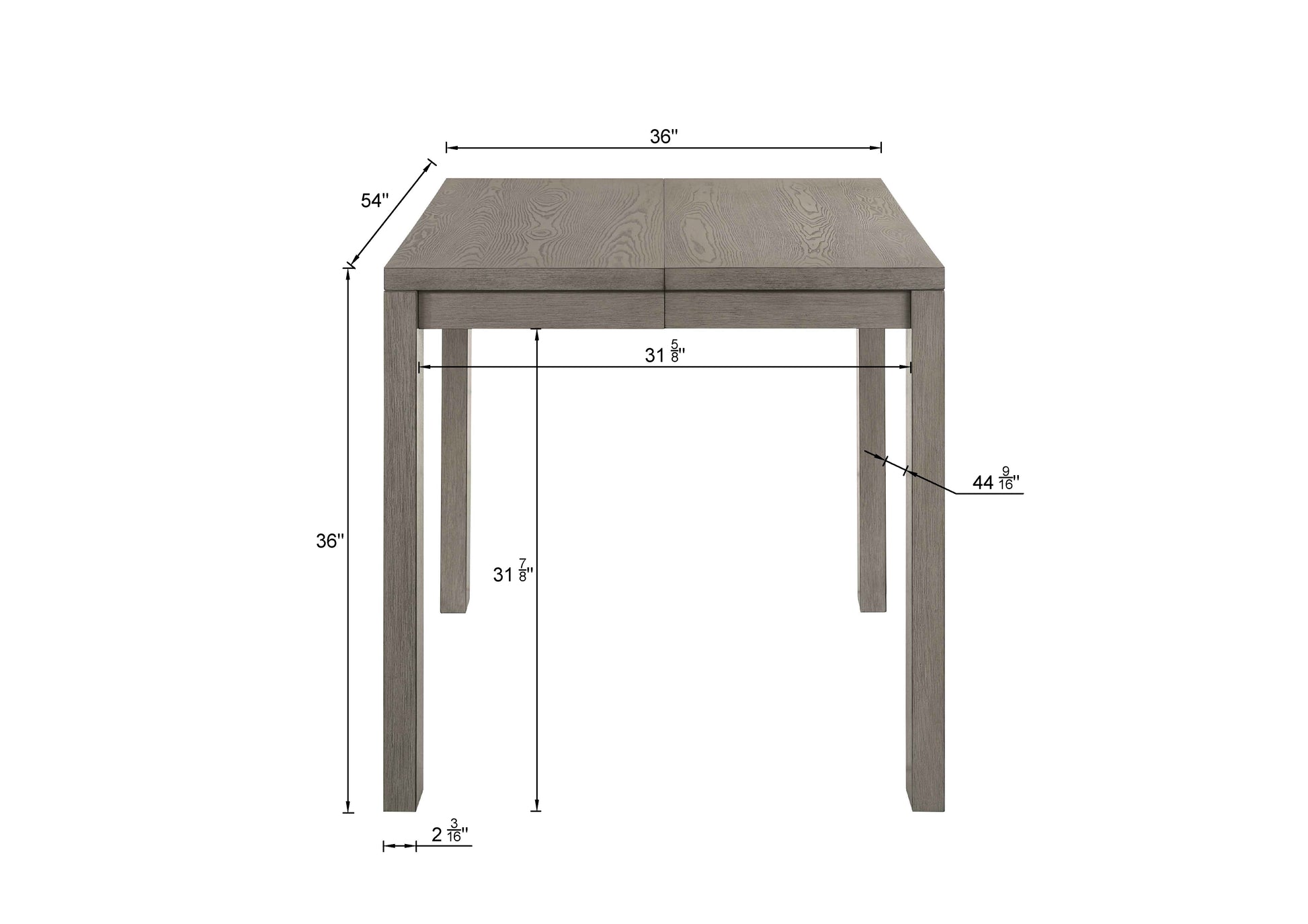 1Pc Contemporary Counter Height Expandable 18"Leaf Square Table Rustic Brown Gray Finish Dining Wooden Furniture Brown Gray Seats 8 Dining Room Contemporary,Farmhouse,Transitional Square Wood